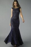 Robe de bal naturel pailleté de col bateau longueur au ras du sol de sirène
