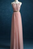 Robe demoiselle d'honneur en chiffon avec sans manches jusqu'au sol trou de serrure a-ligne
