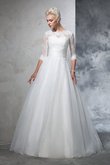 Abito da Sposa A Terra Cerniera con Applique Vintage Lungo