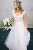 Abito da Sposa Lusso A-Line Naturale in Tulle in Pizzo