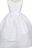 Schaufel-Ausschnitt Ärmellos A-Line Blumenmädchenkleid mit Plissierungen