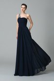 Robe de soirée naturel a-ligne de princesse d'épaule asymétrique avec chiffon