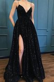 Süß Prinzessin A Linie Ballkleid aus Paillette mit Spaghettiträger