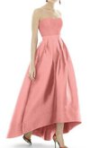 Satin A-Linie Ärmelloses einfaches Brautjungfernkleid mit Schleife mit Reißverschluss