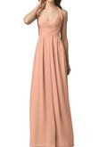 Abito da Damigella A-Line A Terra Anello in Chiffon con Increspato Lungo