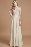 Robe demoiselle d'honneur naturel jusqu'au sol avec chiffon manche nulle a-ligne