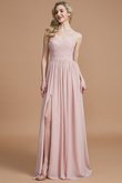 Robe demoiselle d'honneur naturel avec chiffon ruché manche nulle a-ligne