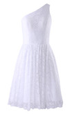 Robe de mariée facile courte d'épaule asymétrique avec chiffon manche nulle