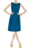 Robe demoiselle d'honneur plissé de longueur à genou avec sans manches en satin col en bateau