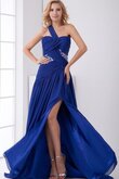 A-Line Chiffon Ein Schulter Abendkleid mit Perlen