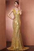 V-Ausschnitt Normale Taille Satin Ballkleid mit Reißverschluss mit Bordüre
