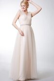 Robe demoiselle d'honneur distinguee simple romantique avec perle textile en tulle