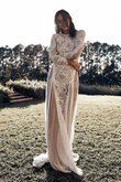 Robe de mariée de traîne courte distinctif longueru au niveau de sol romantique naturel