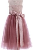 Empire Taille A-Line Schaufel-Ausschnitt Ärmelloses Spitze knöchellanges Blumenmädchenkleid