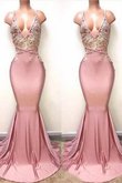 Gute Qualität Normale Taille Meerjungfrau Stil Ballkleid mit Bordüre mit V-Ausschnitt