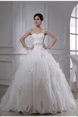 Abito da Sposa Semplice Allacciato Ball Gown Senza Maniche in Organza