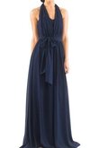 Chiffon Sweep train A-Line schlichtes romantisches Brautjungfernkleid mit Gürtel