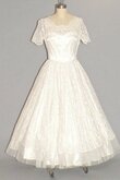 Robe de mariée festonné femme branché humble avec manche courte avec broderie