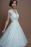 Robe de mariée simple appliques a plage ruché en tulle