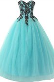 Robe de quinceanera longue de col en cœur en tulle en tissu pailleté avec sans manches