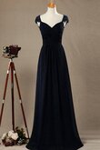 Gerüschtes a linie Chiffon langes Brautjungfernkleid mit Plissierungen mit Bordüre