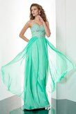 Abito da Sera in Chiffon Principessa Alta Vita con Applique Lungo