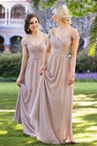 A-Line Normale Taille Prinzessin Spaghetti Träger Brautjungfernkleid aus Chiffon