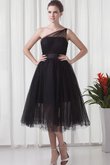 Robe douce seize d'épaule asymétrique longueur mollet textile en tulle ruché ligne a