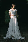 Robe de mariée fait main 2 pice avec manche épeules enveloppants romantique longue