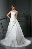 Abito da Sposa Lungo Coda A Strascico Cappella in Raso Alta Vita Ball Gown