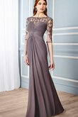 Abito da Ballo in Chiffon Impero con Mezze Maniche A-Line convenzionale A Terra