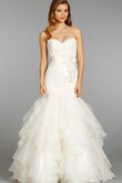 Abito da Sposa con Fiocco con Nastro con Cascata Volant Cuore in pizzo in Organza