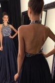 Vestido de Fiesta de Corte-A en Satén de Escote halter de Excelente