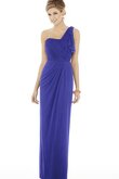 Robe demoiselle d'honneur longue en chiffon d'épaule asymétrique de fourreau ruché