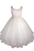 Normale Taille a linie Satin bodenlanges Blumenmädchenkleid mit Bordüre
