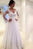 Elegante Vestido de Novia de Corte Evasé en Tul de Escote en V de Natural