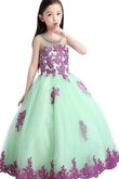 Abito da Cerimonia Bambini A-Line decorato Naturale Cerniera con paillette con Applique