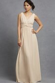 Chiffon Ärmelloses V-Ausschnitt gerüschtes modisches Brautjungfernkleid