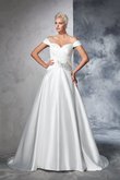 Abito da Sposa Ball Gown con Increspato in Taffeta Fuori dalla spalla Senza Maniche