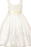 Robe de cortège enfant plissé brillant avec sans manches de col carré