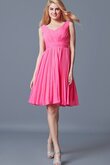 A-Line gerüschtes plissiertes knielanges schlichtes Brautjungfernkleid mit Rüschen