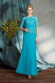 Natürliche Taile Chiffon Ärmelloses Bateau Bodenlanges Brautmutterkleid