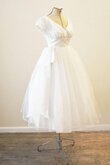 Robe de mariée intemporel textile en tulle ruché ligne a avec manche courte