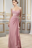 Chiffon Queen neckline drapiertes Elegantes Ballkleid mit Reißverschluss mit Perlen