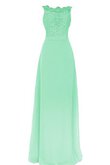 Natürliche Taile Bateau a linie Chiffon bodenlanges Brautjungfernkleid mit Applike