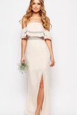Robe demoiselle d'honneur distinguee avec chiffon d'epaule ajourée de lotus avec perle