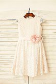 Robe de cortège enfant naturel ligne a de princesse col u profond fermeutre eclair