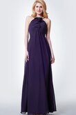 Plissiertes A-Linie Chiffon einfaches langes Brautjungfernkleid mit Rüschen