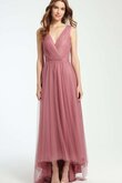 Tüll vorn kurz hinten lang plissiertes gerüschtes Elegantes schlichtes Brautjungfernkleid