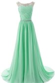 Robe demoiselle d'honneur naturel brillant en chiffon avec manche épeules enveloppants ligne a